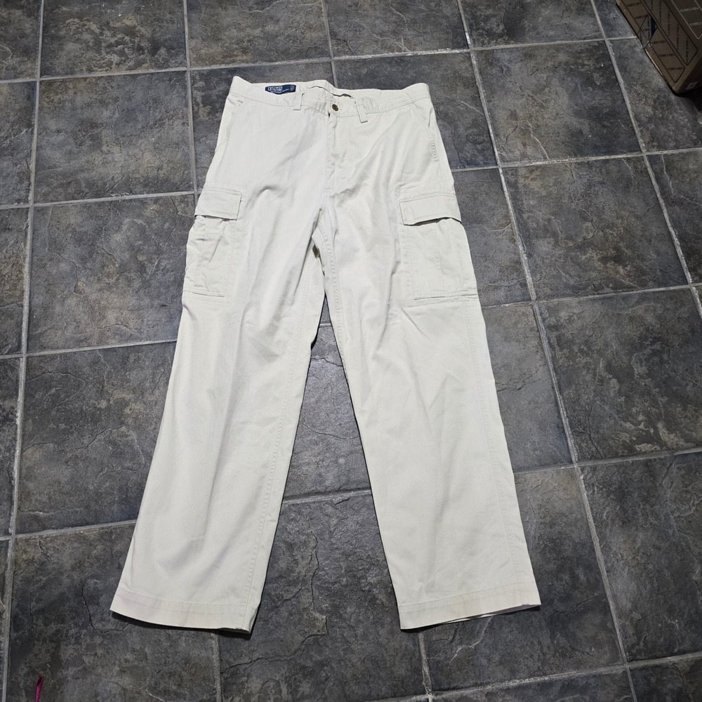 vintage polo Ralph Lauren Cargo Pants Mens 38x32 Beige Chino Straight Leg Cotton